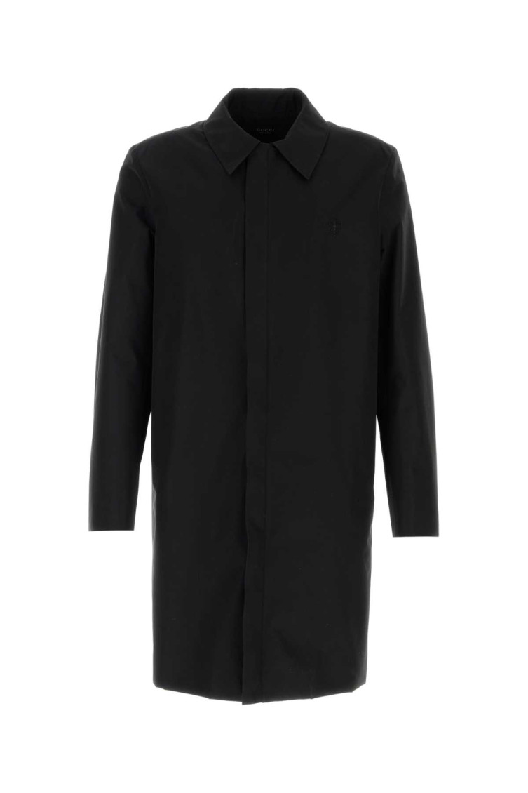 Gucci - cotton blend longline overcoat point collar