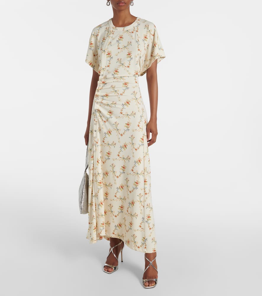 Floral gathered midi dress