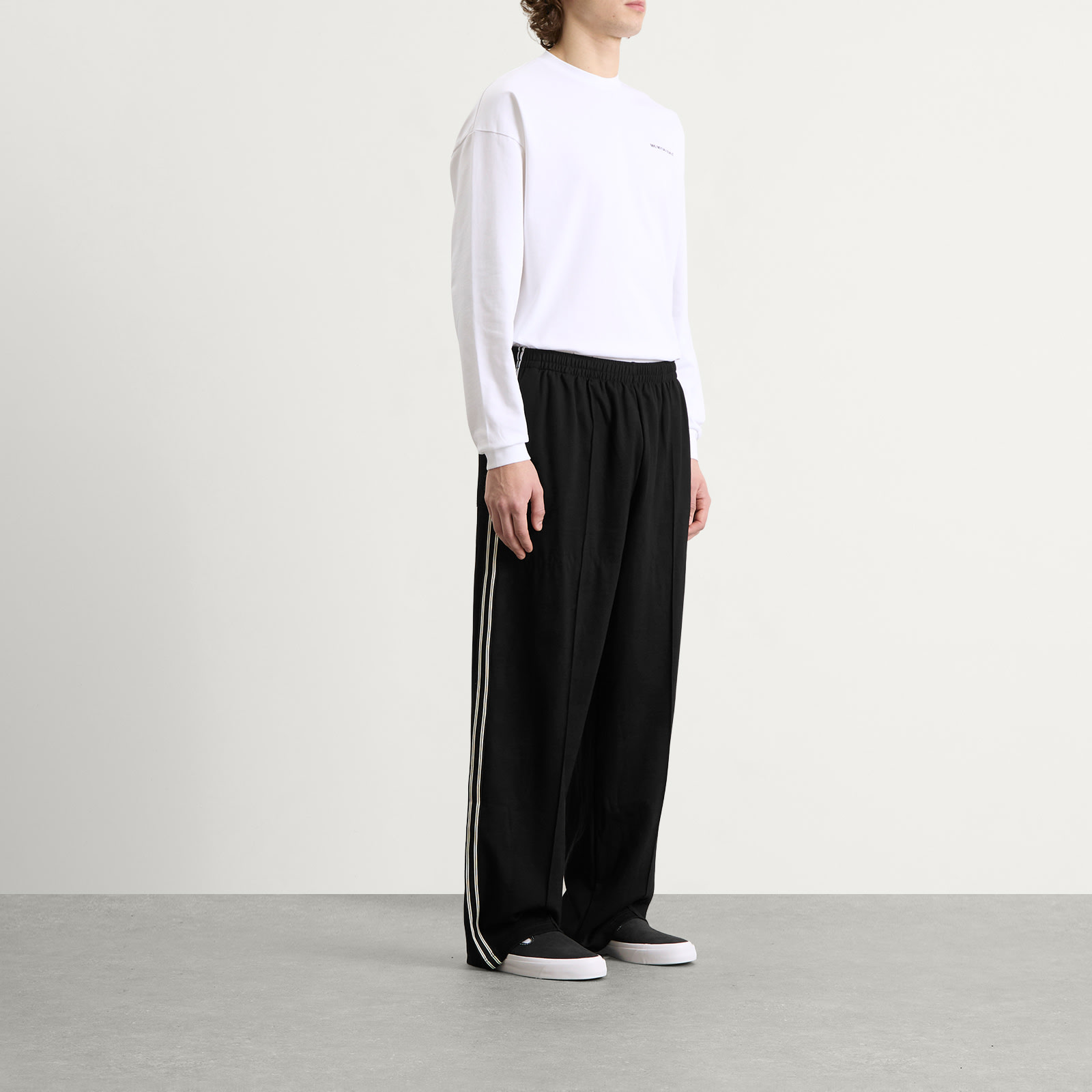 Men's Wide Fit Poly Track Pants Black