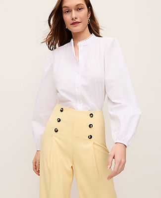 Ann Taylor Embroidered Collar Blouse
