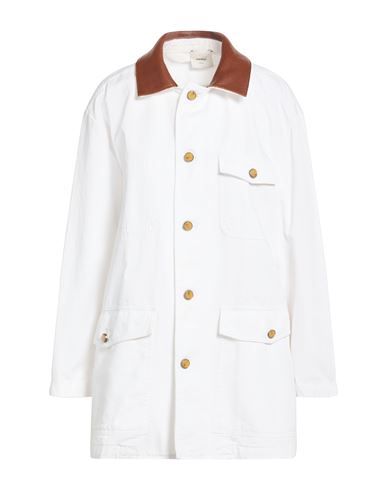 Crème Woman Jacket White Size M Cotton, Leather