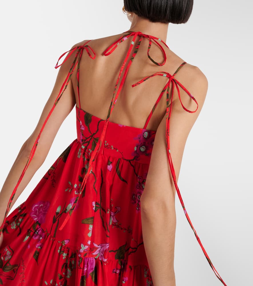 Floral cotton-blend midi dress