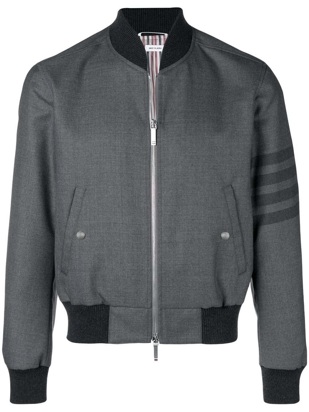 4-Bar Ribbed Knit Blouson Jacket - Grey