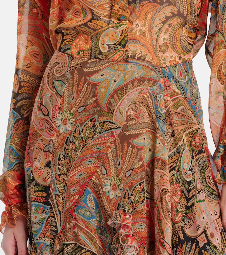 Printed silk maxi skirt