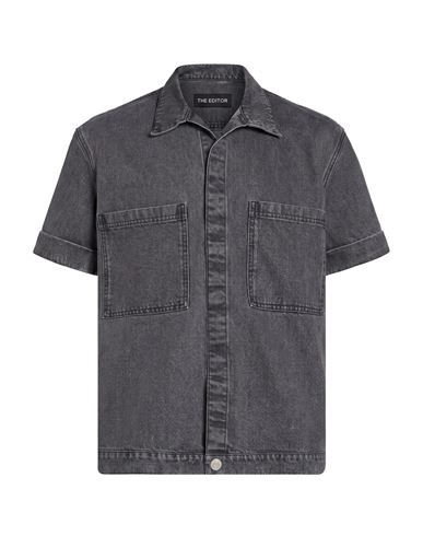 Man Denim shirt Charcoal Size 34 Cotton