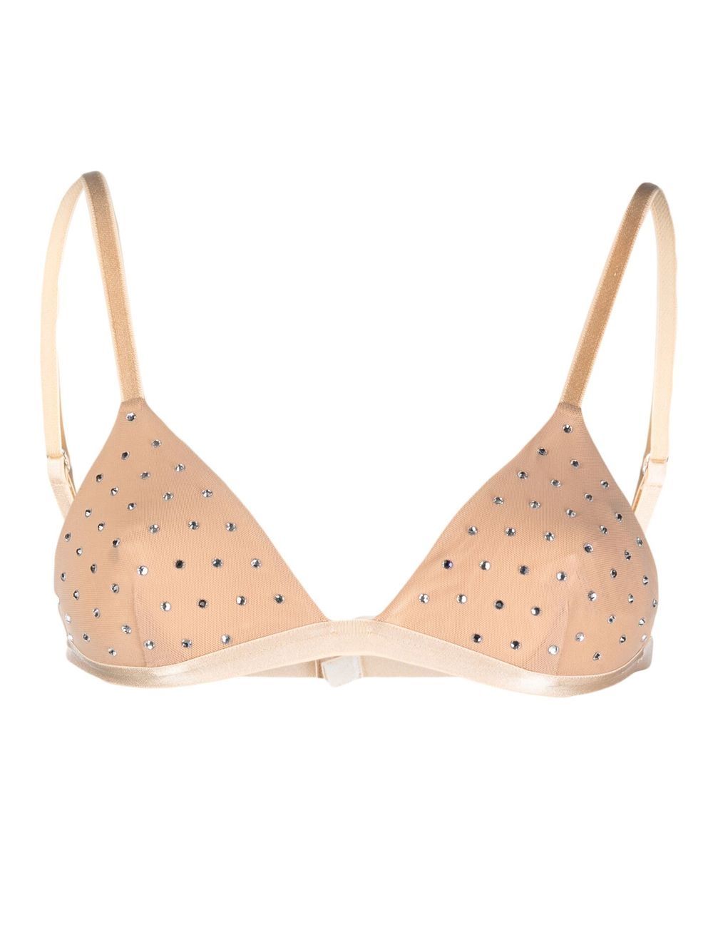 Crystal-embellished triangle bra - Neutrals