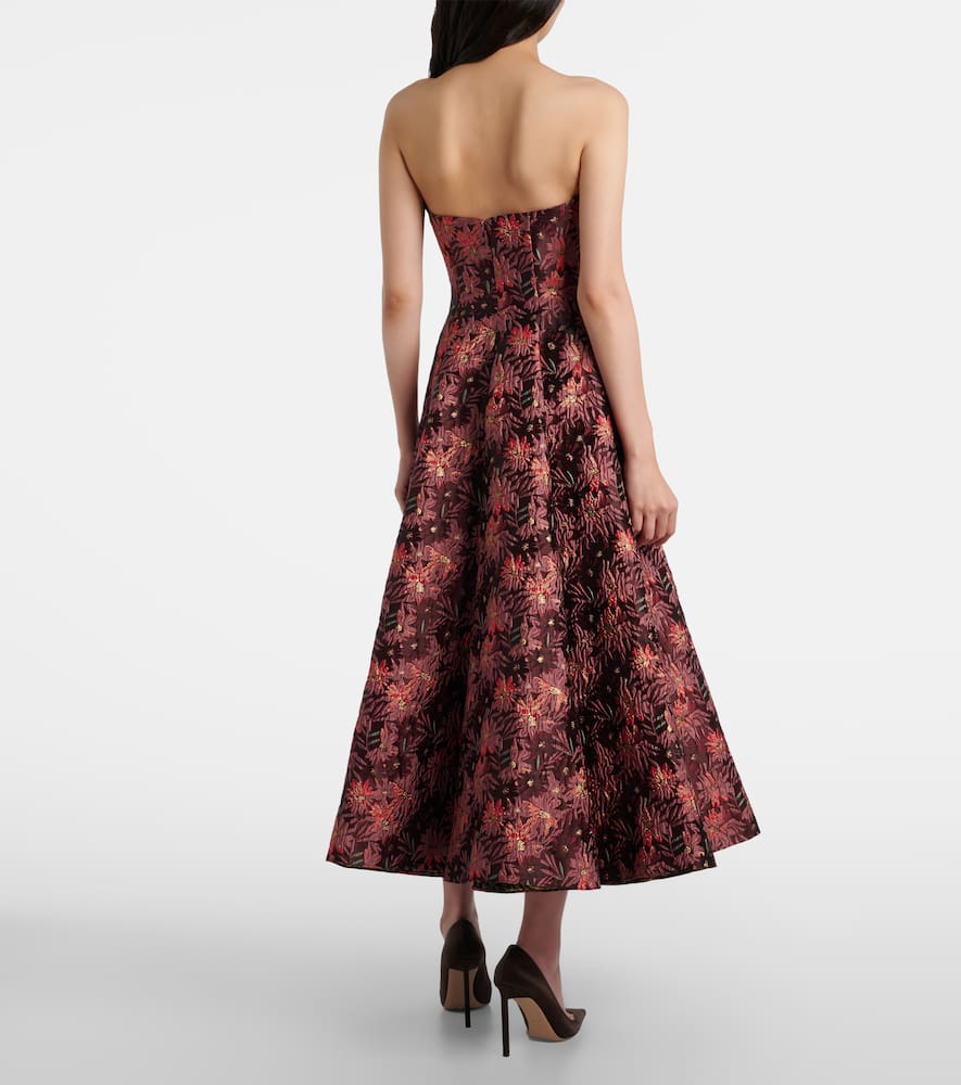 Rousseau floral brocade midi dress