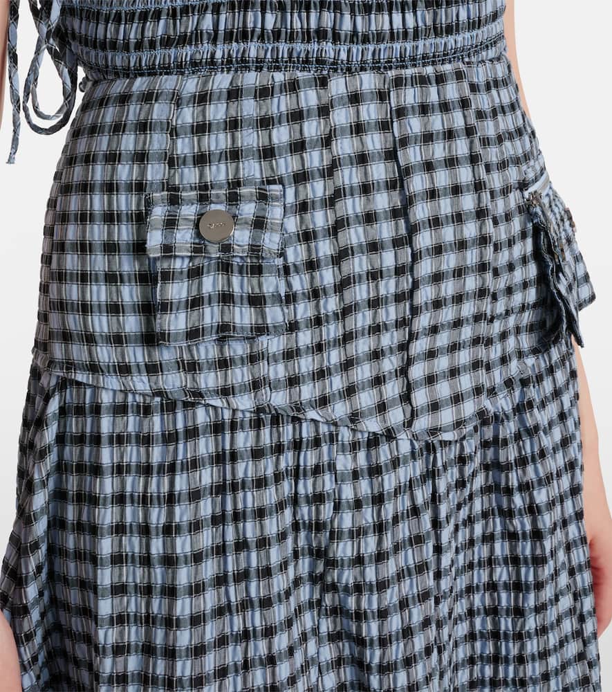 Gingham high-rise cotton-blend maxi skirt