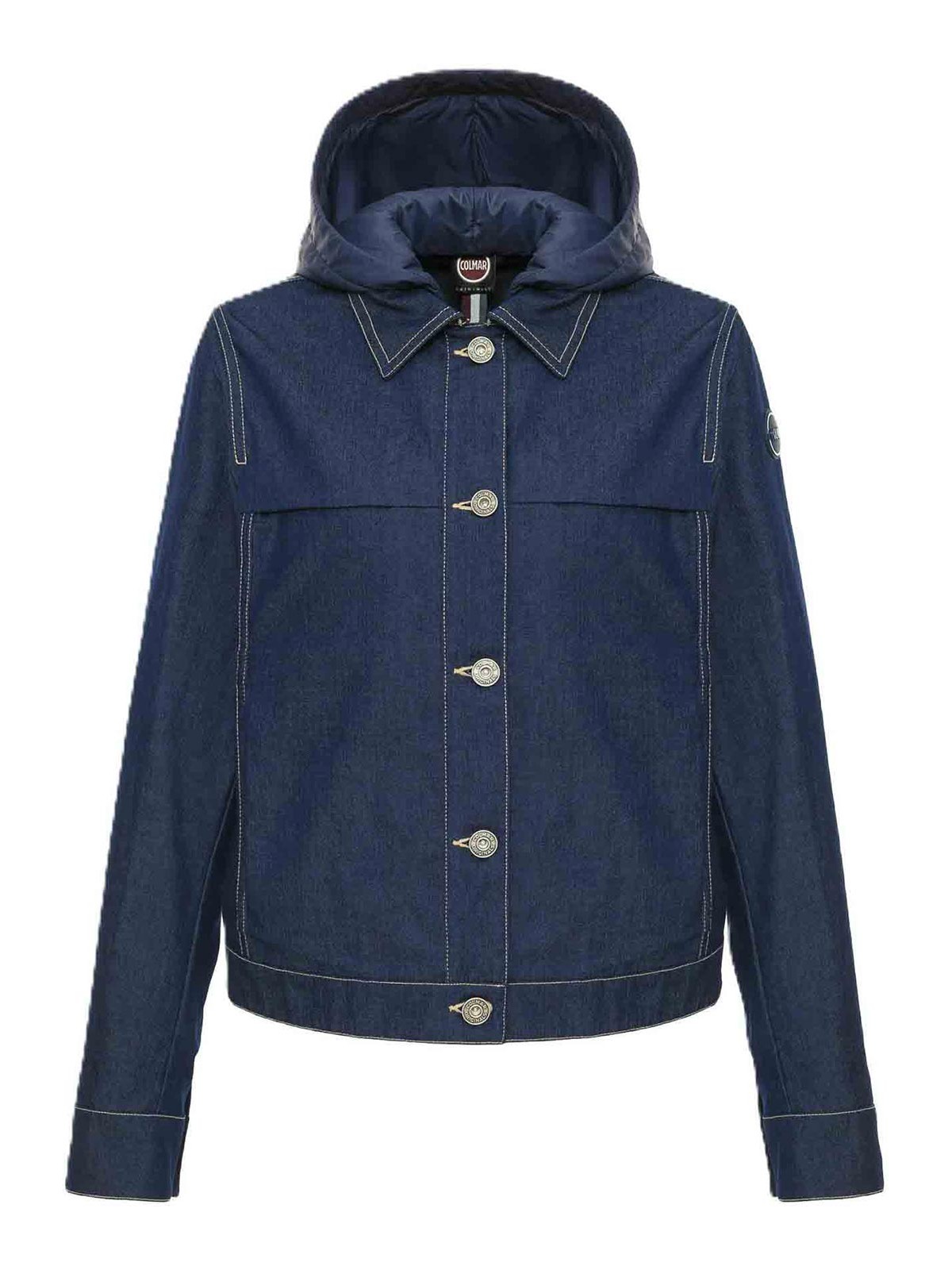 Denim jacket with detachable hood