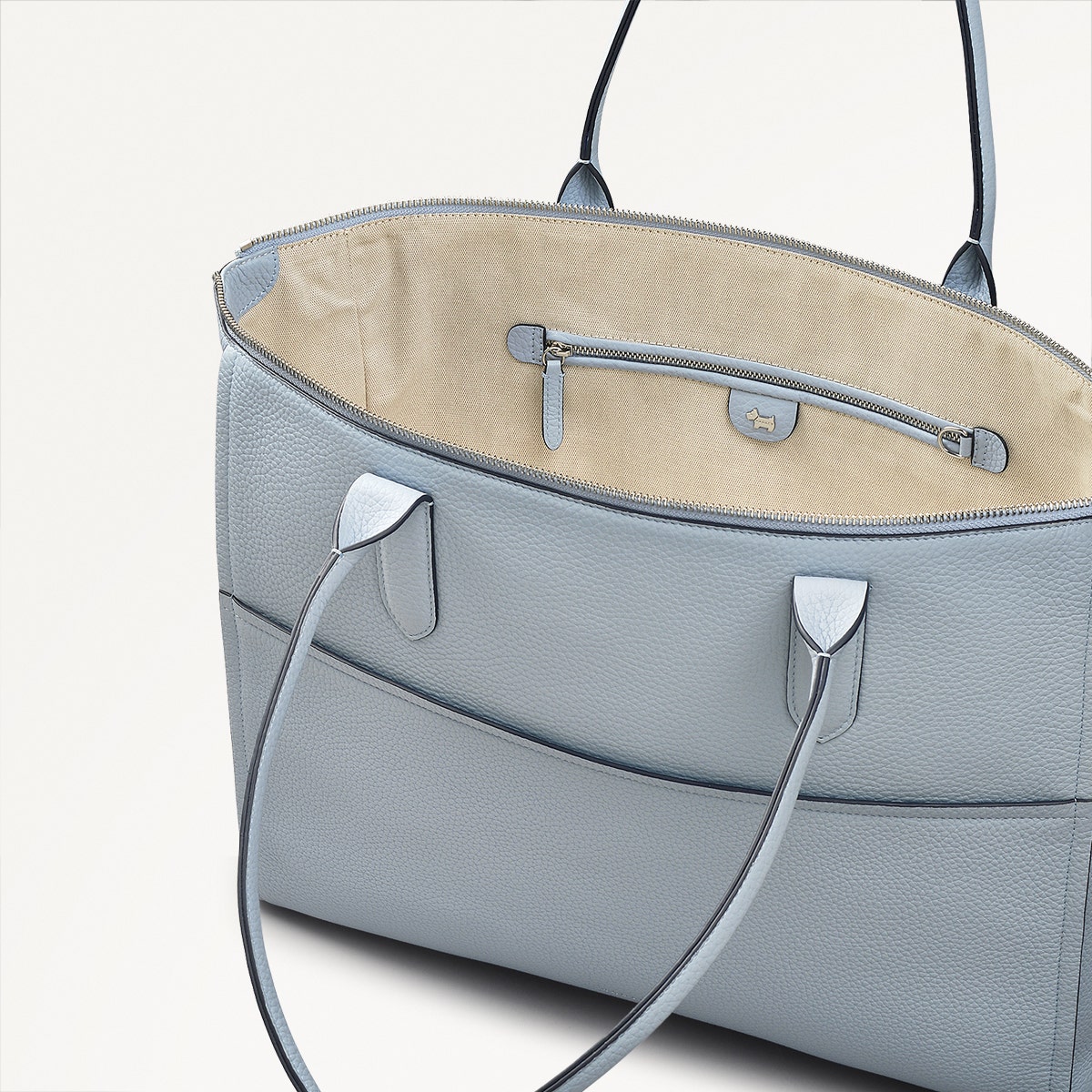 Womens Leather Oak Street Medium Ziptop Tote - Blue Medium