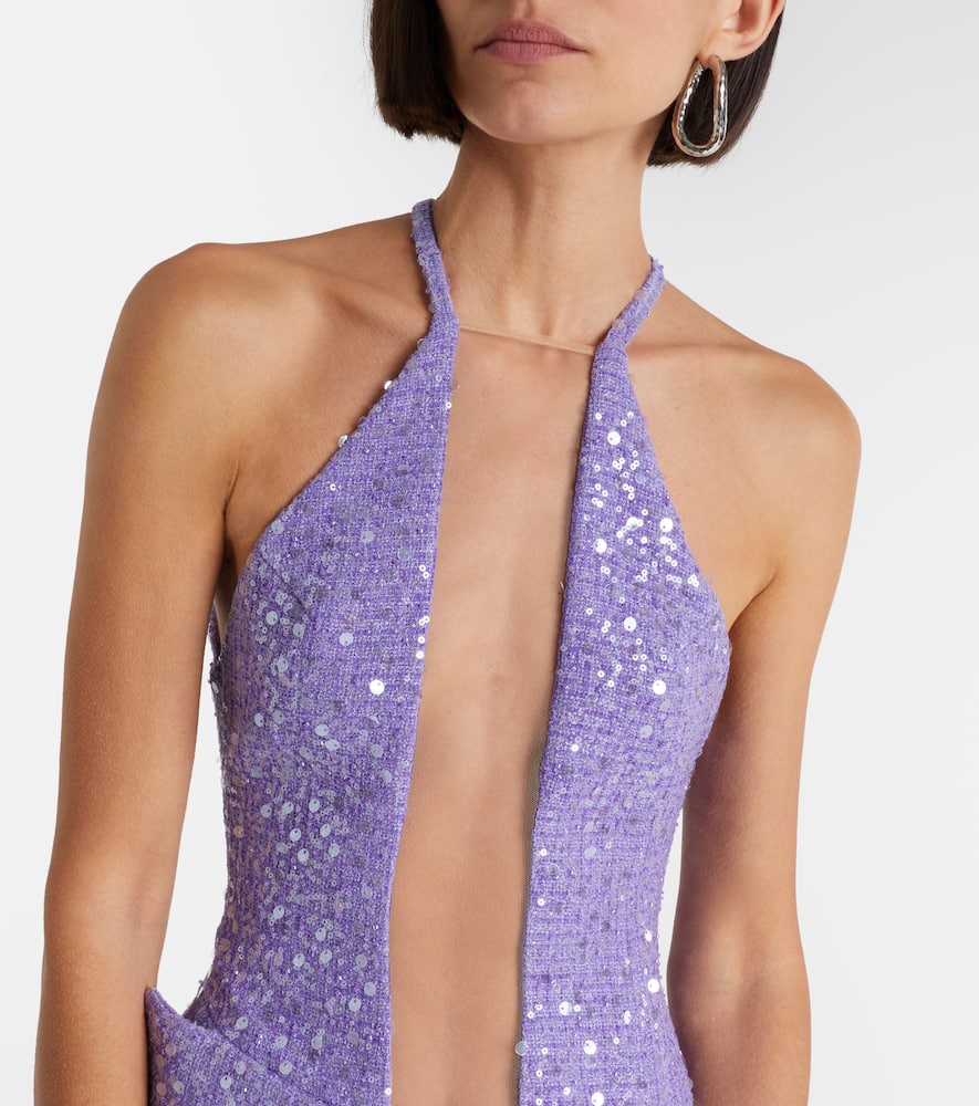 Draped sequined minidress