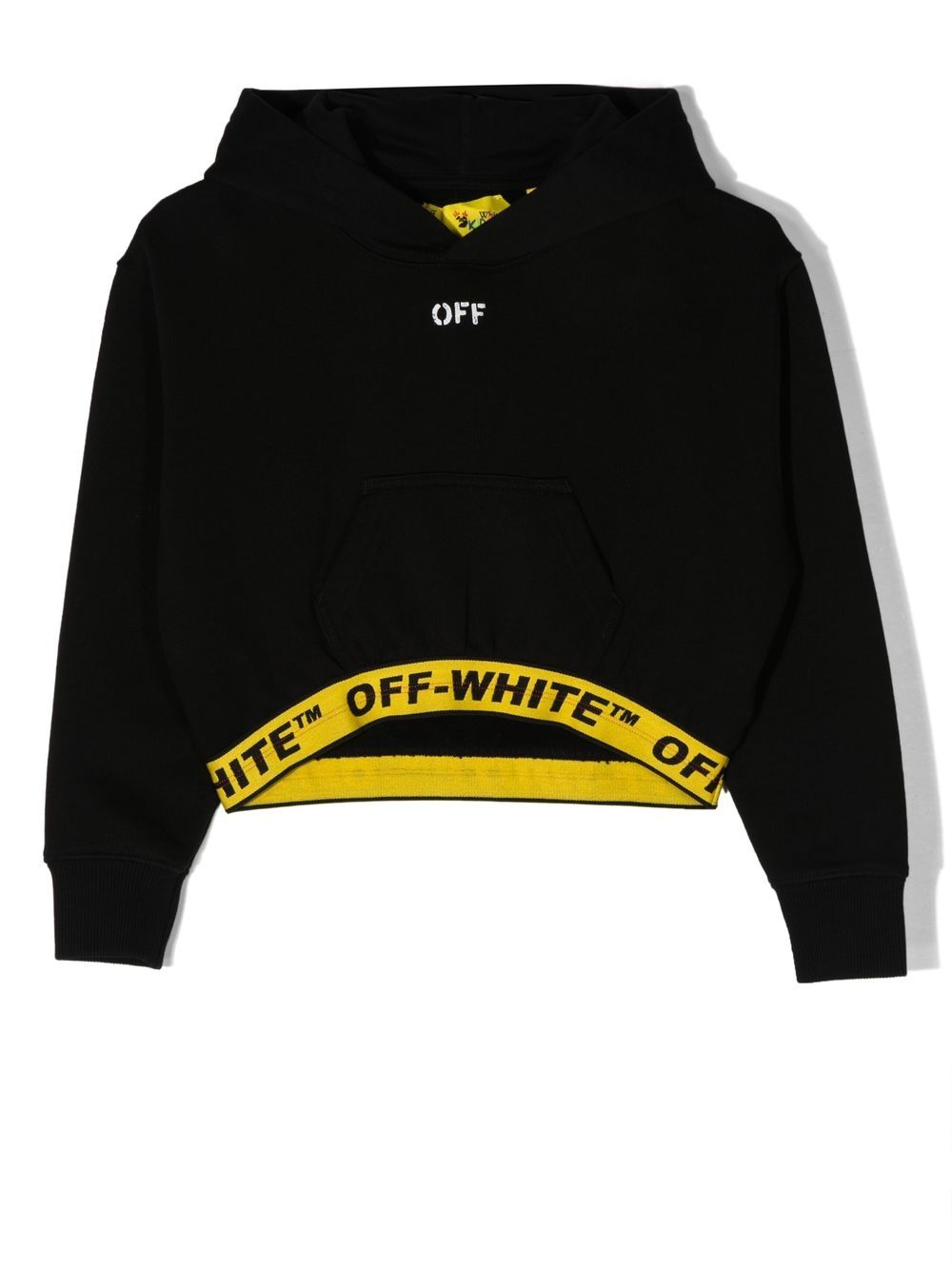 Logo-band cropped hoodie - Black