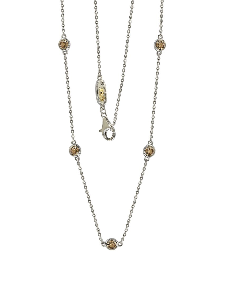 Silver 0.02 Ct. Tw. Diamond & Sapphire Necklace