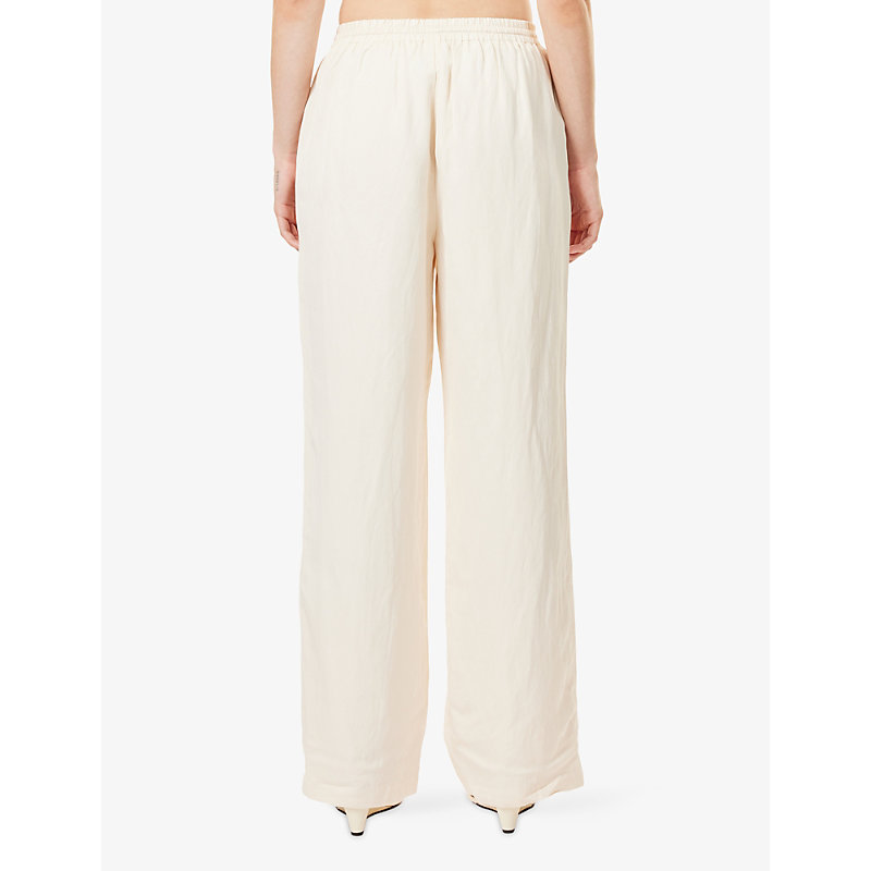 Womens Drawstring Wide-Leg Woven Trousers