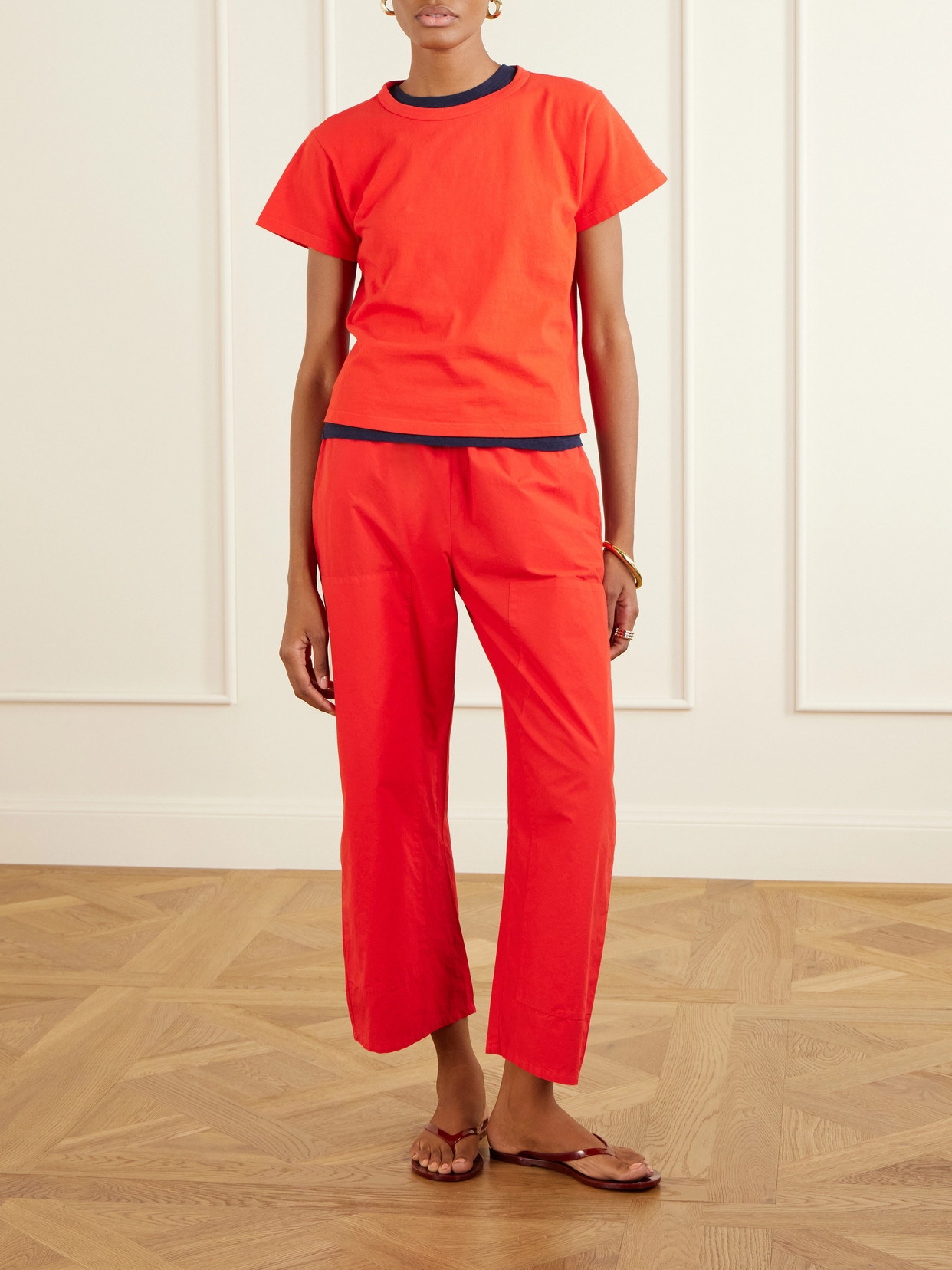Kyoto Cotton Wide-leg Pants - Red