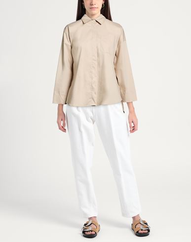 Woman Shirt Beige Size 6 Cotton, Polyamide, Elastane