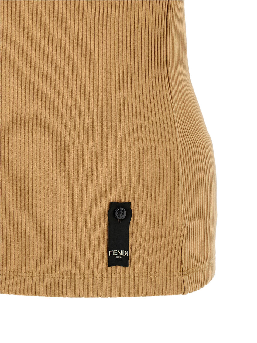 Beige Crest Tank Top