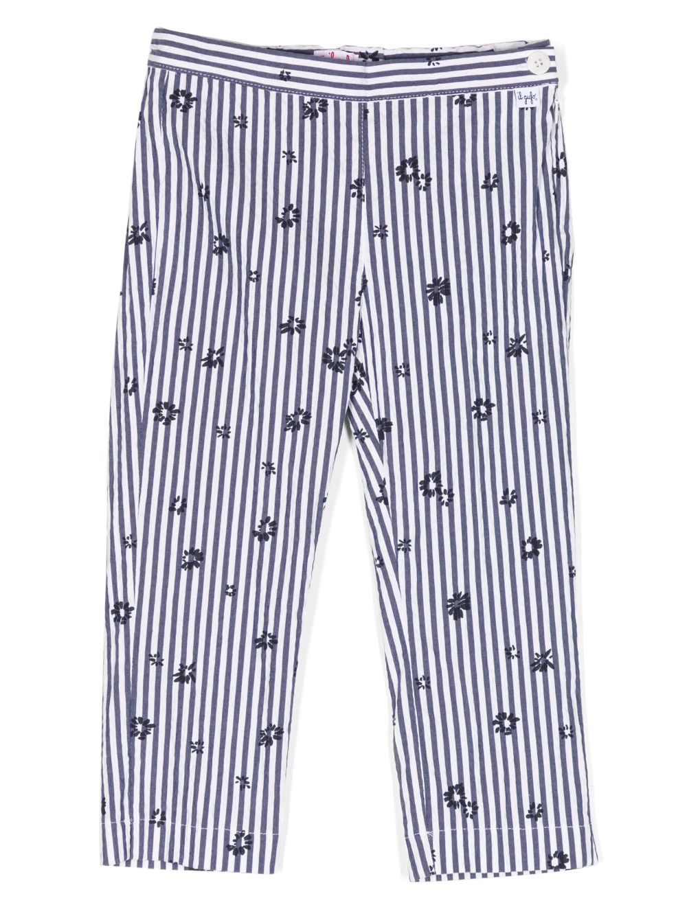 Side zip-fastening striped trousers - Blue