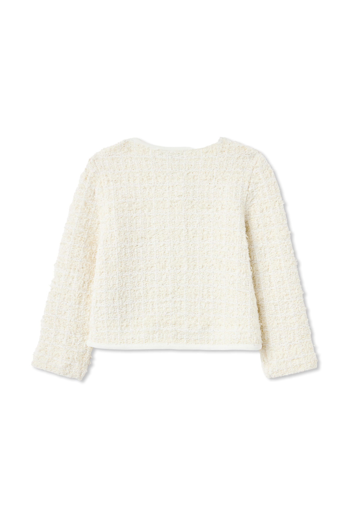 Cardigan With Decorative Trim, Unisex, Cream