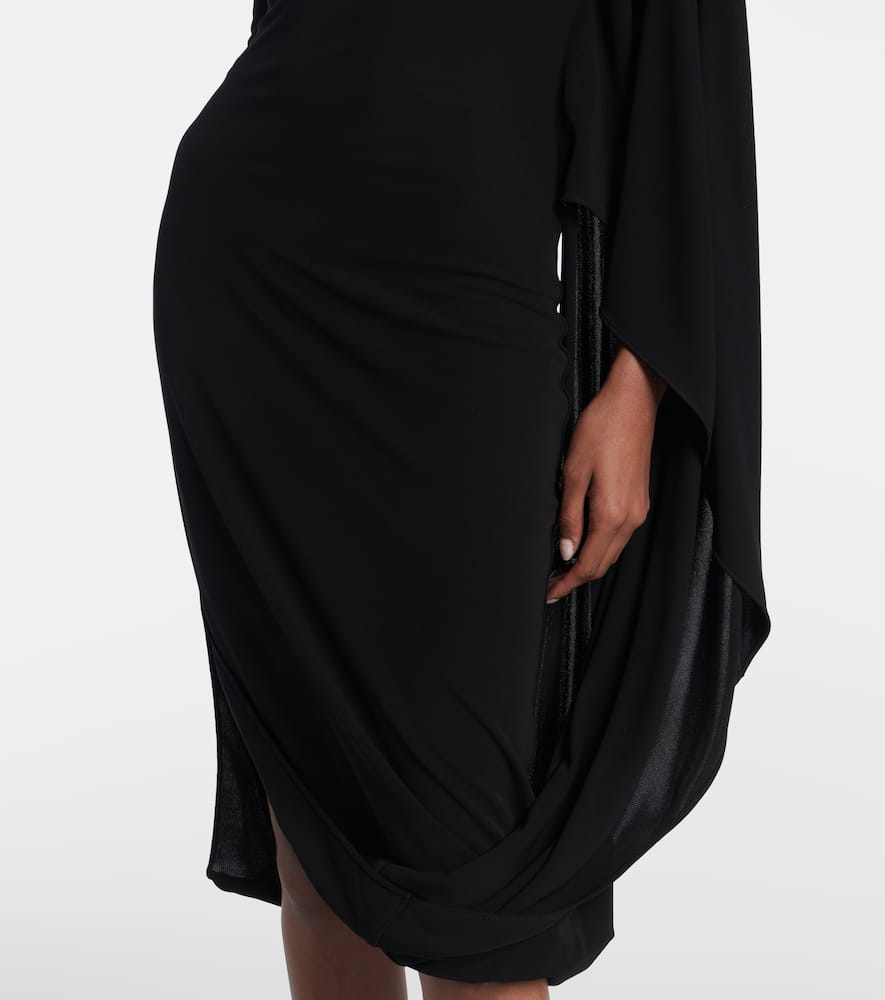 Draped high-neck midi dress