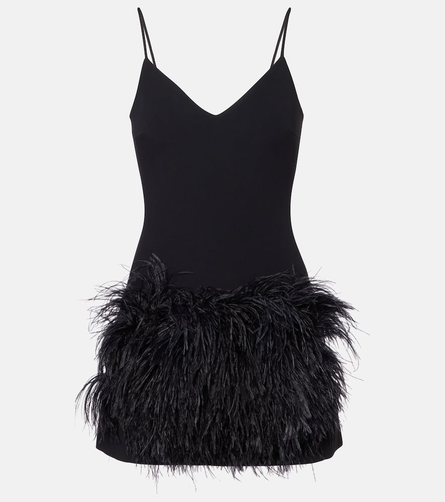Feather-trimmed minidress