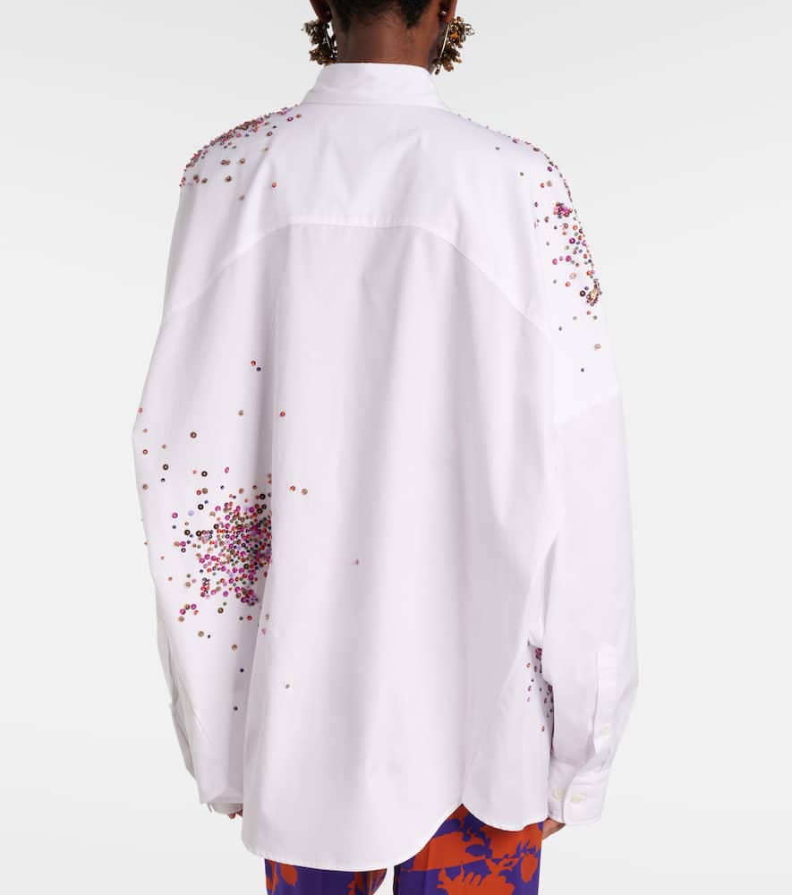 Oversized sequined cotton shirt