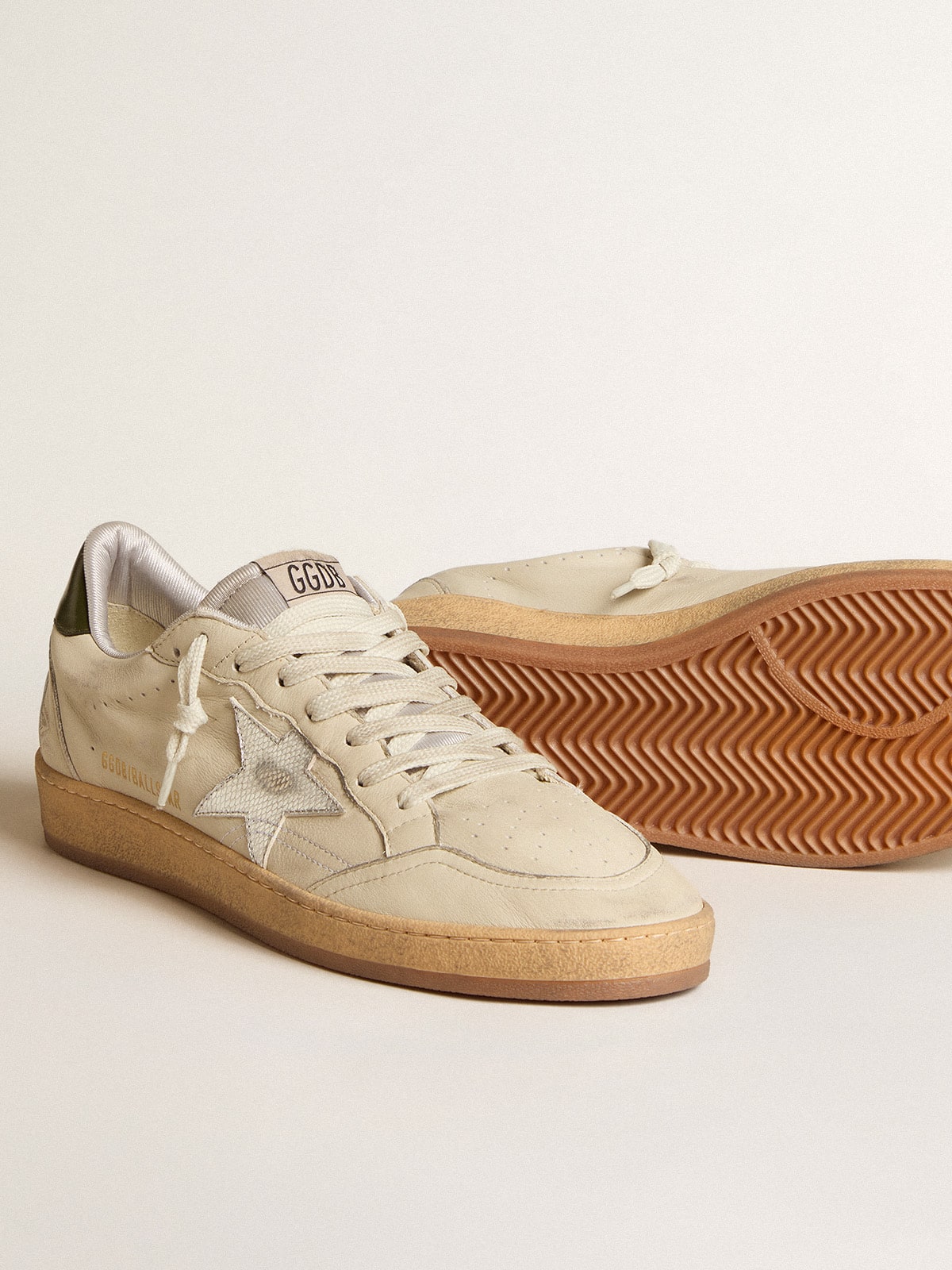 Golden Goose - Men's Ball Star With Silver Leather Star And Green Leather Heel Tab, Man
