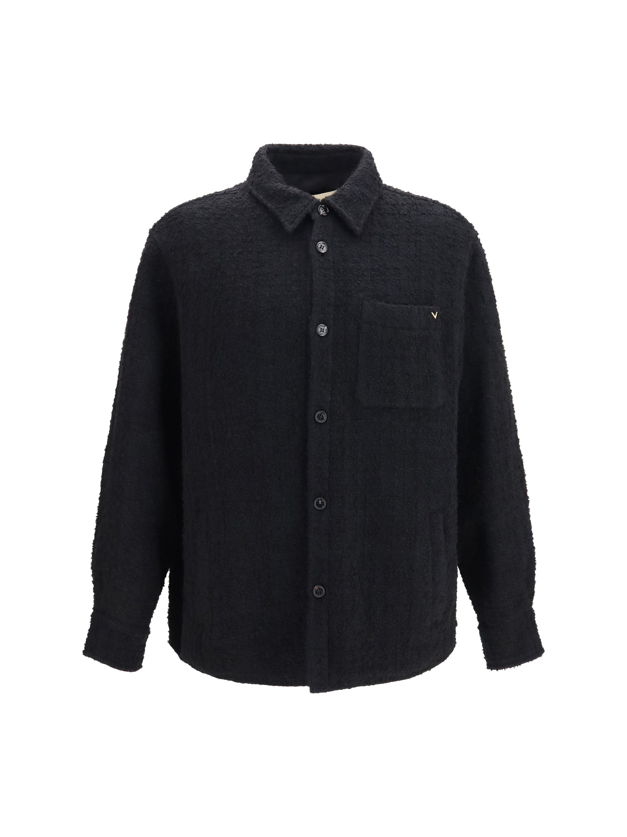 Textured High-Neck Jacket — Black