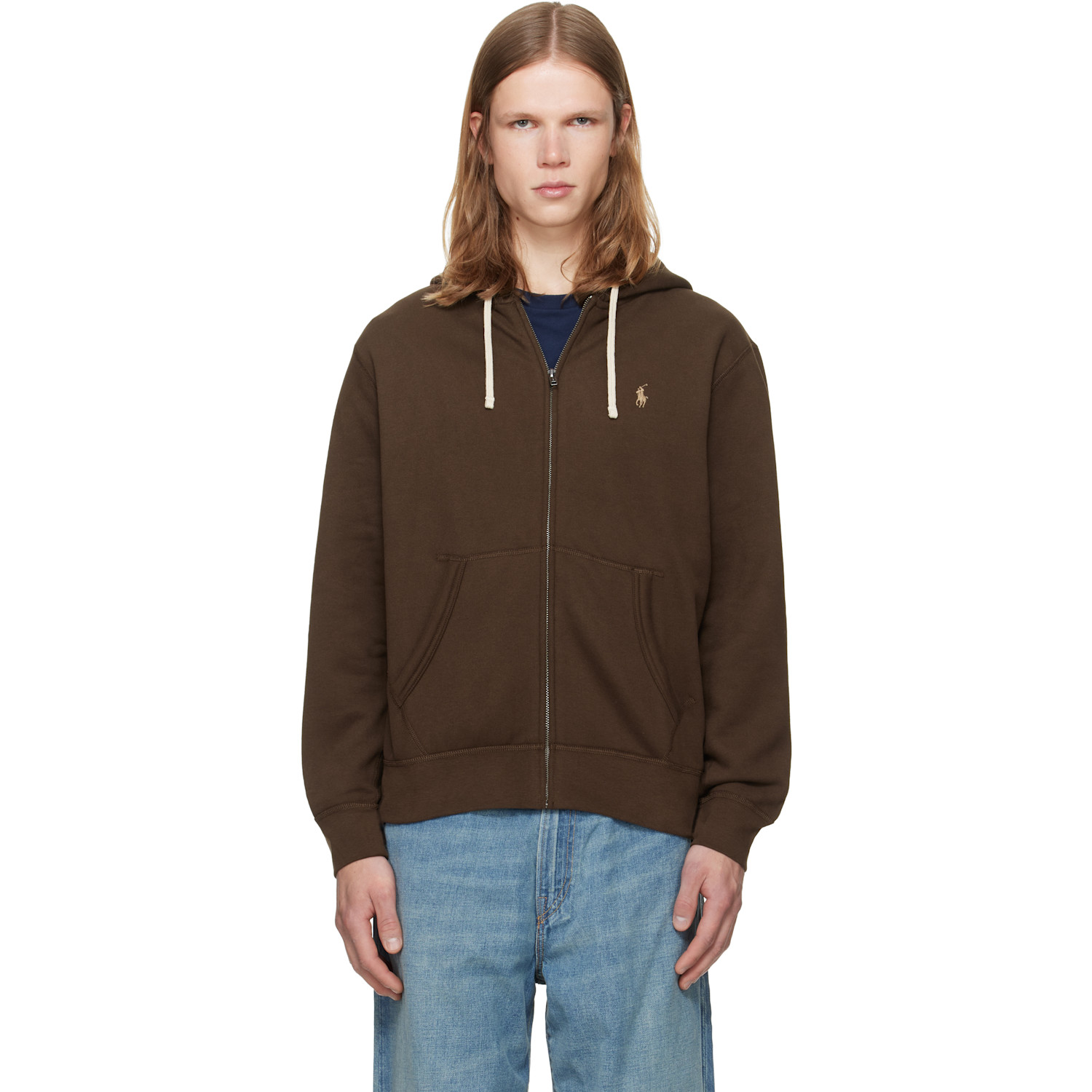 Brown Fleece Full-Zip Hoodie