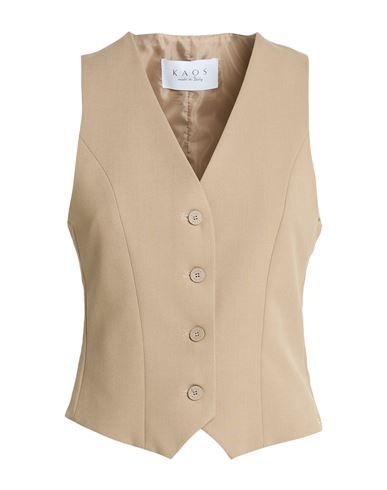 Woman Tailored Vest Taupe Size 8 Polyester, Viscose, Elastane