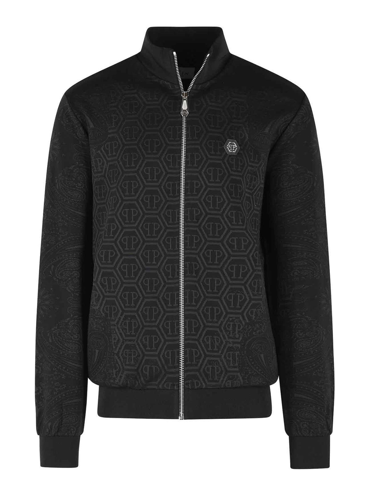 Philipp Plein - monogram cotton sweatshirt high neck design