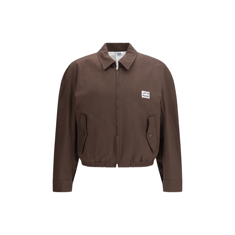 Cotton Gabardine Bomber Jacket — Brown