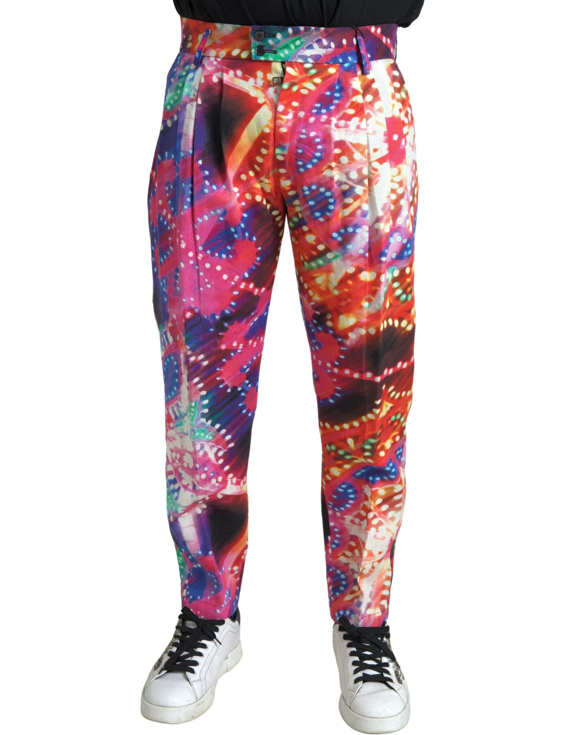 Multicolor Printed Linen Chinos — Multicolor