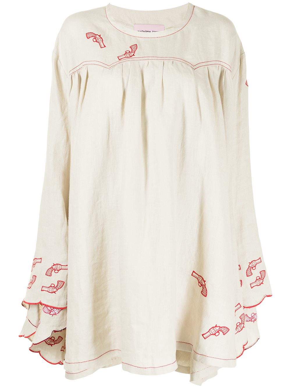 Western linen wide dress - Neutrals