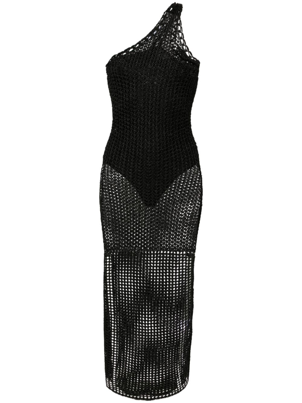 Widdy one-shoulder knitted dress - Black