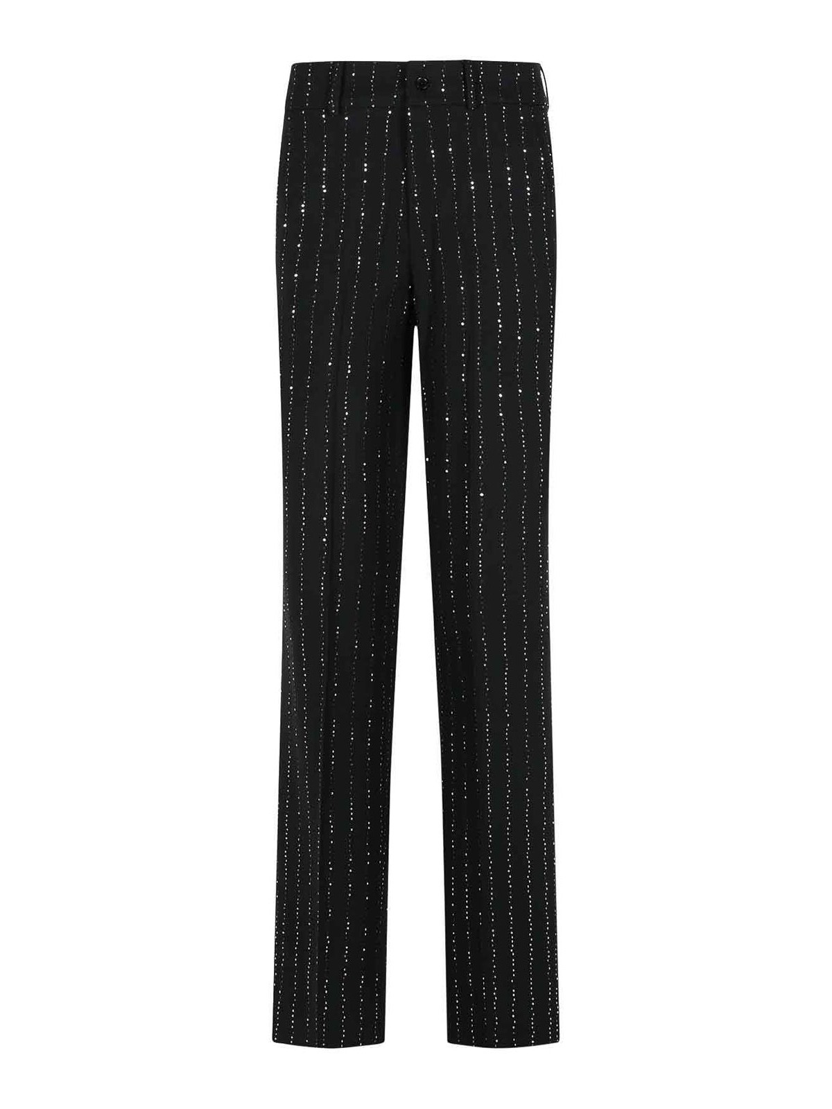 Lady Fit Sequined Pants In Black Wool Blend