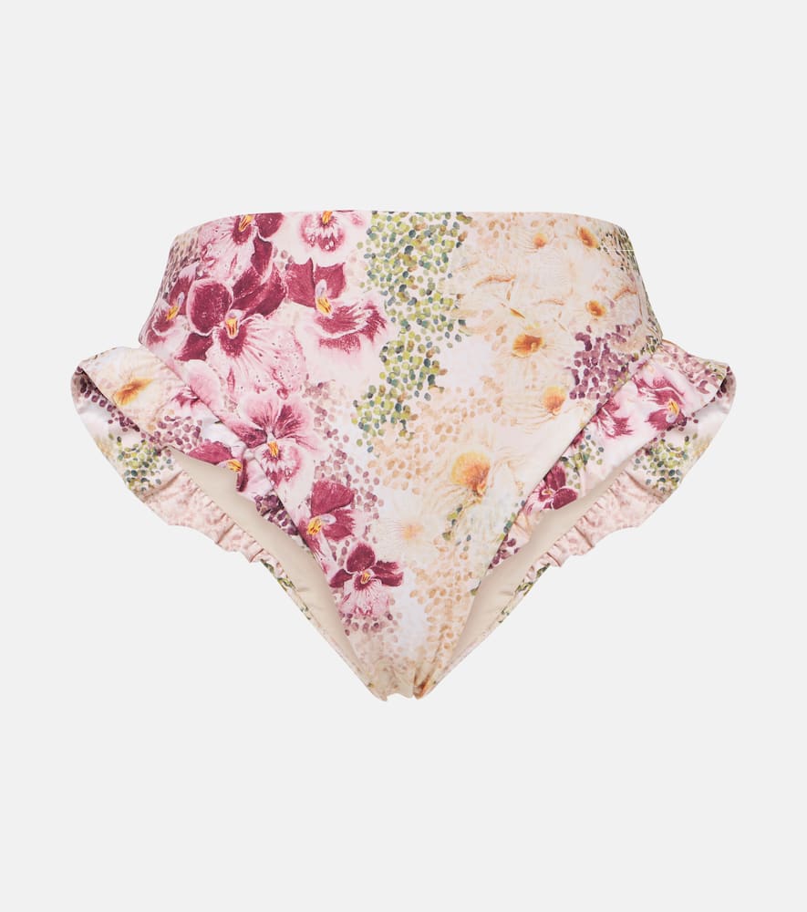 Jengibre ruffled floral high-rise bikini bottoms