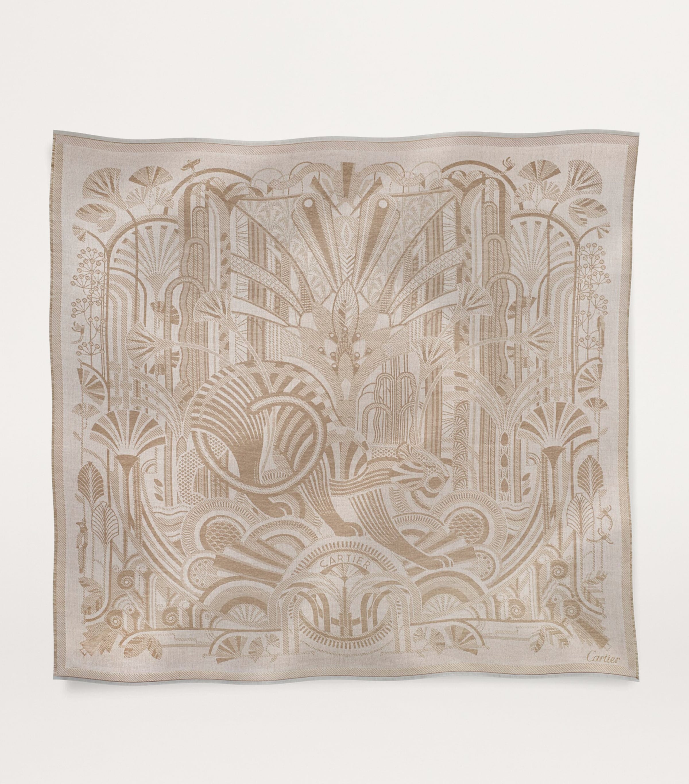 Wool-Cashmere Panthère Art Deco Scarf