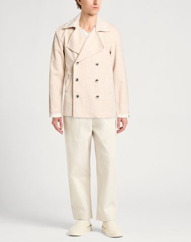 Man Coat Beige Size L Recycled polyester, Polyester, Viscose