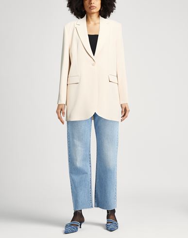 Woman Blazer Cream Size M Polyester, Elastane