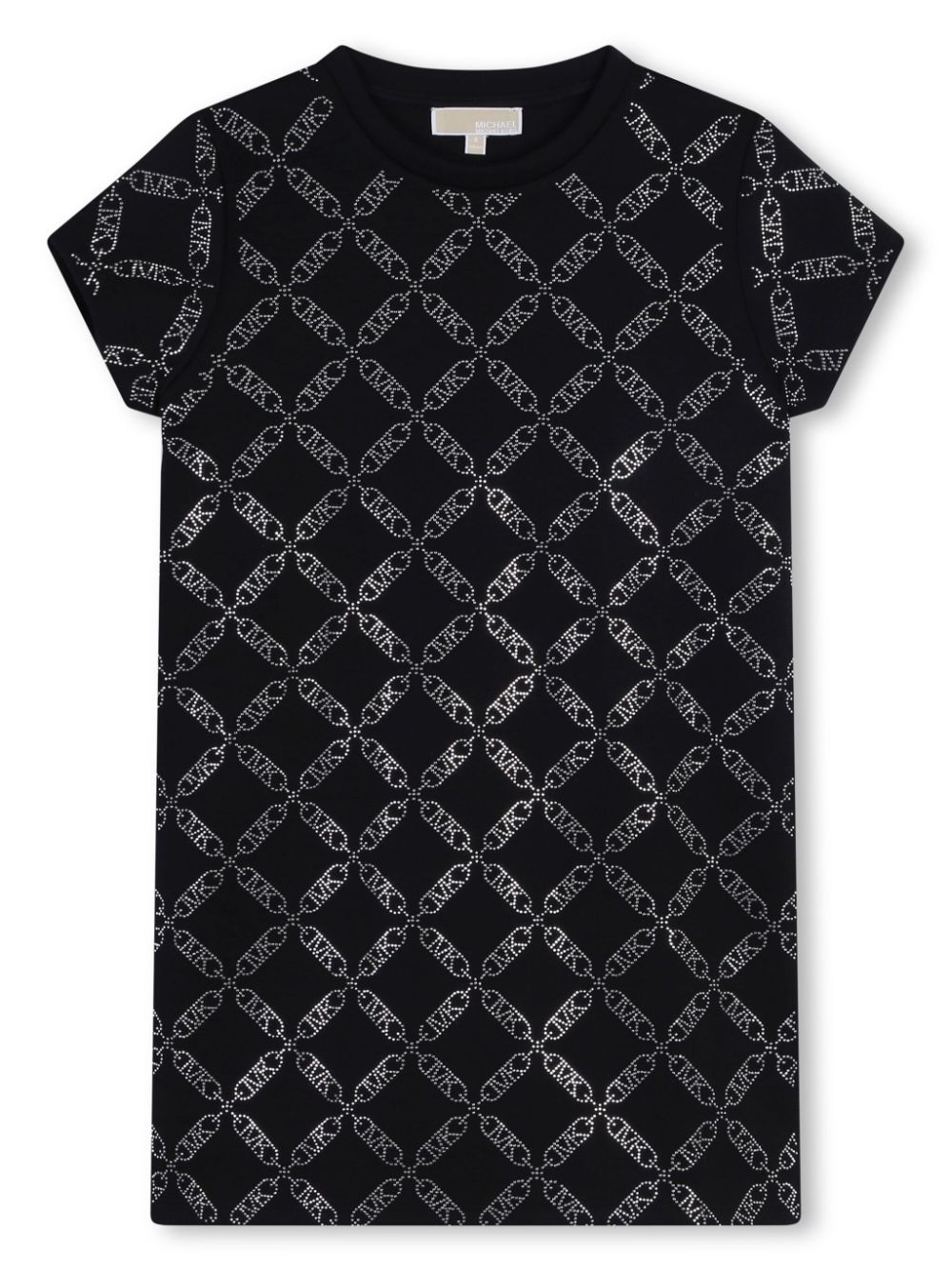Logo-print rhinestone-embellished dress - Black
