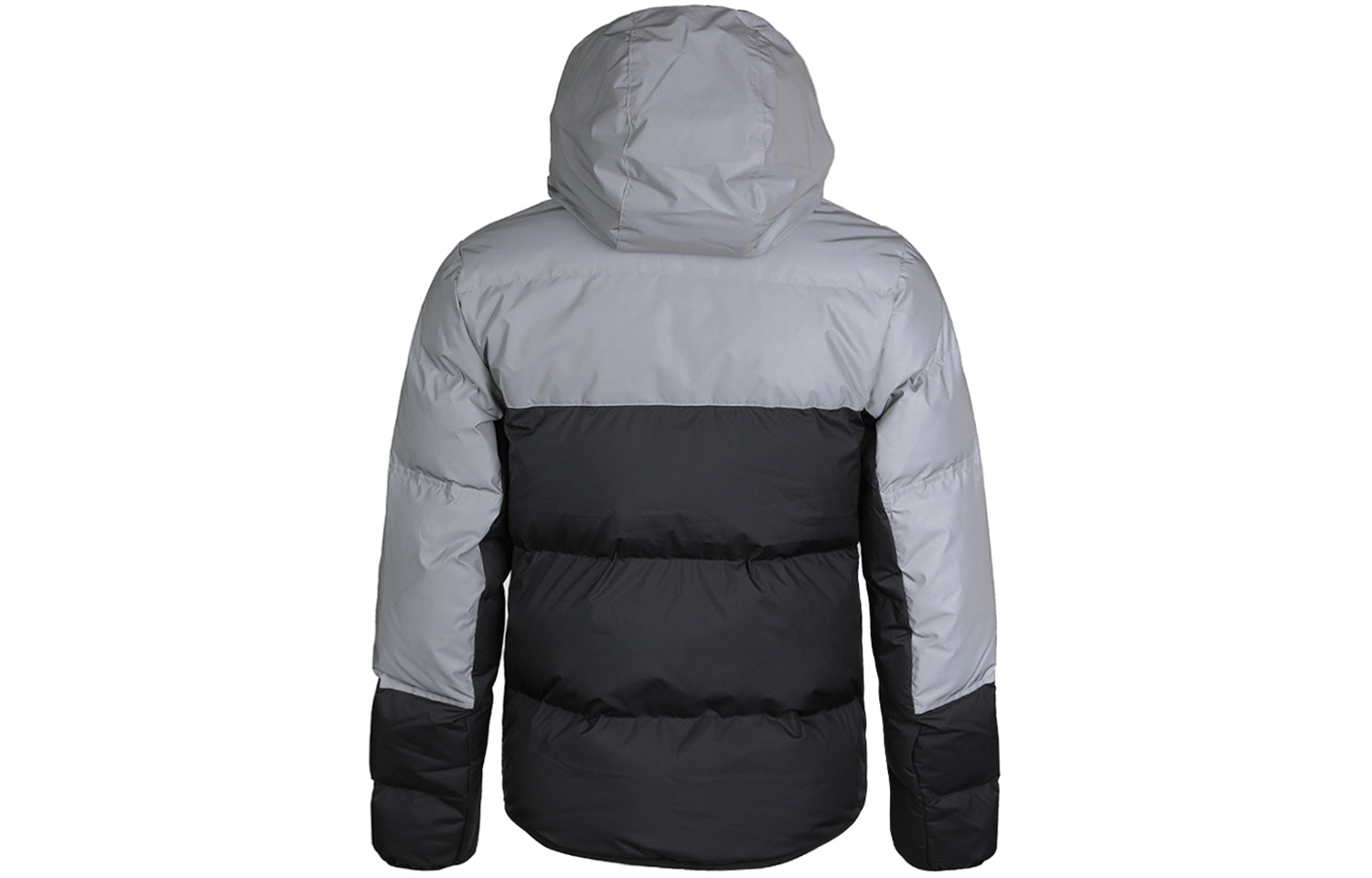 Stay Warm Colorblock Reflective Casual hooded down Jacket Black Gray Colorblock
