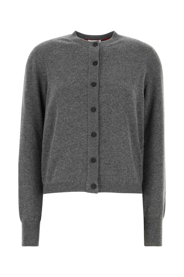 Dark grey stretch cashmere blend cardigan