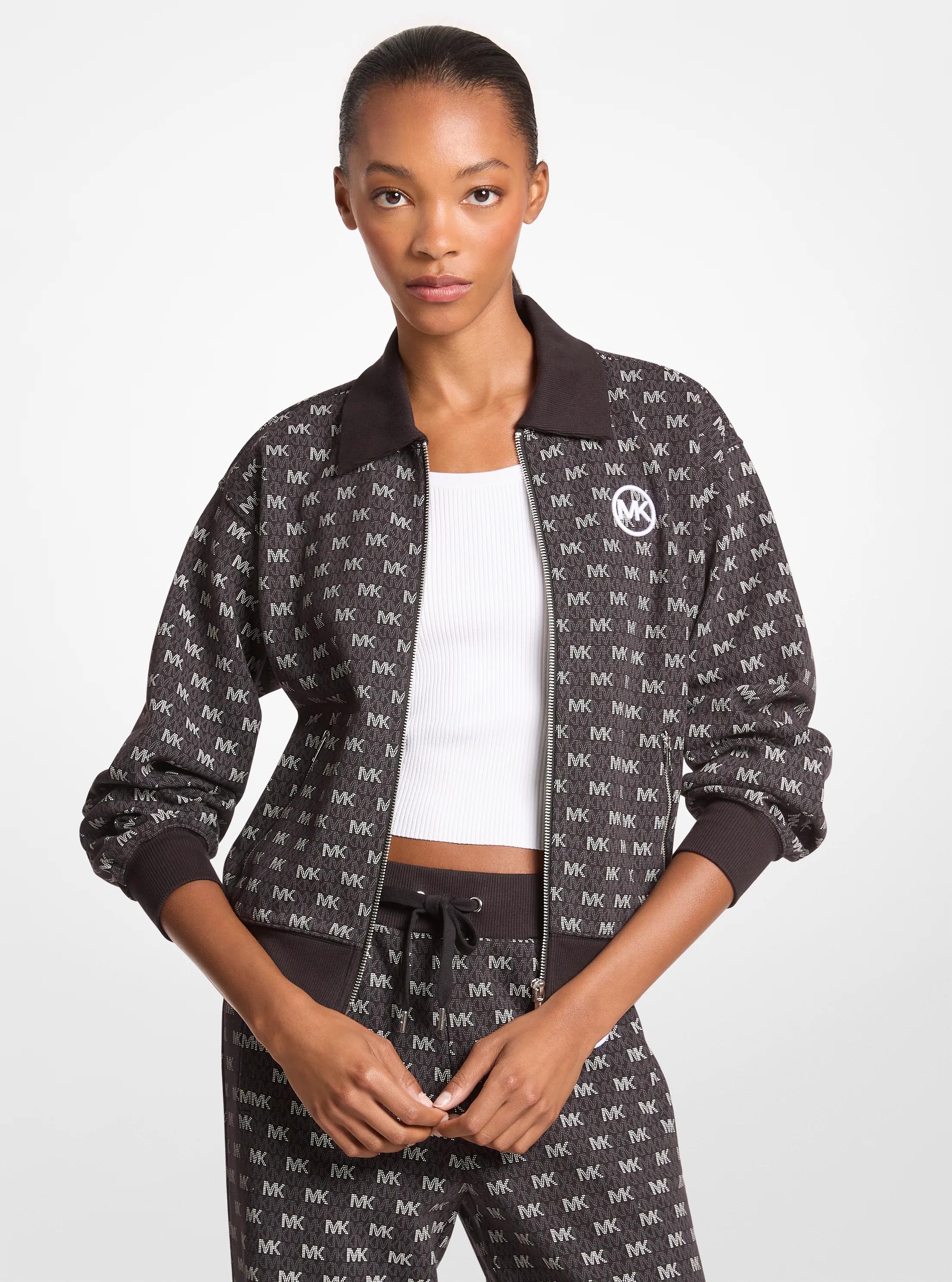 Logo Cotton Blend Zip-Up Jacket in Black - size M