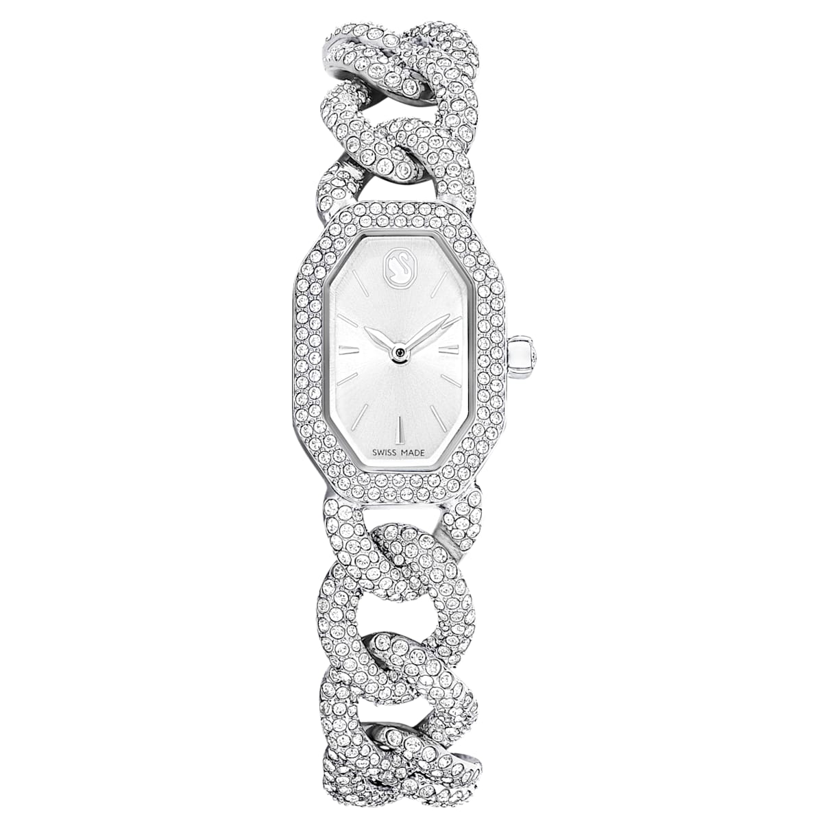 Dextera Chain watch, Swiss Made, Crystal bracelet, Silver tone, Stainless Steel