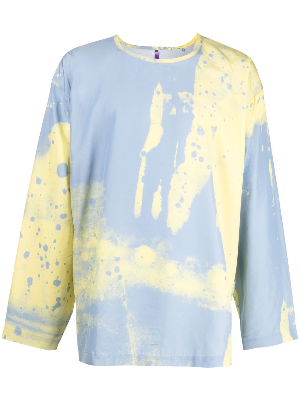 Waistband-detail wide-sleeve top - Blue