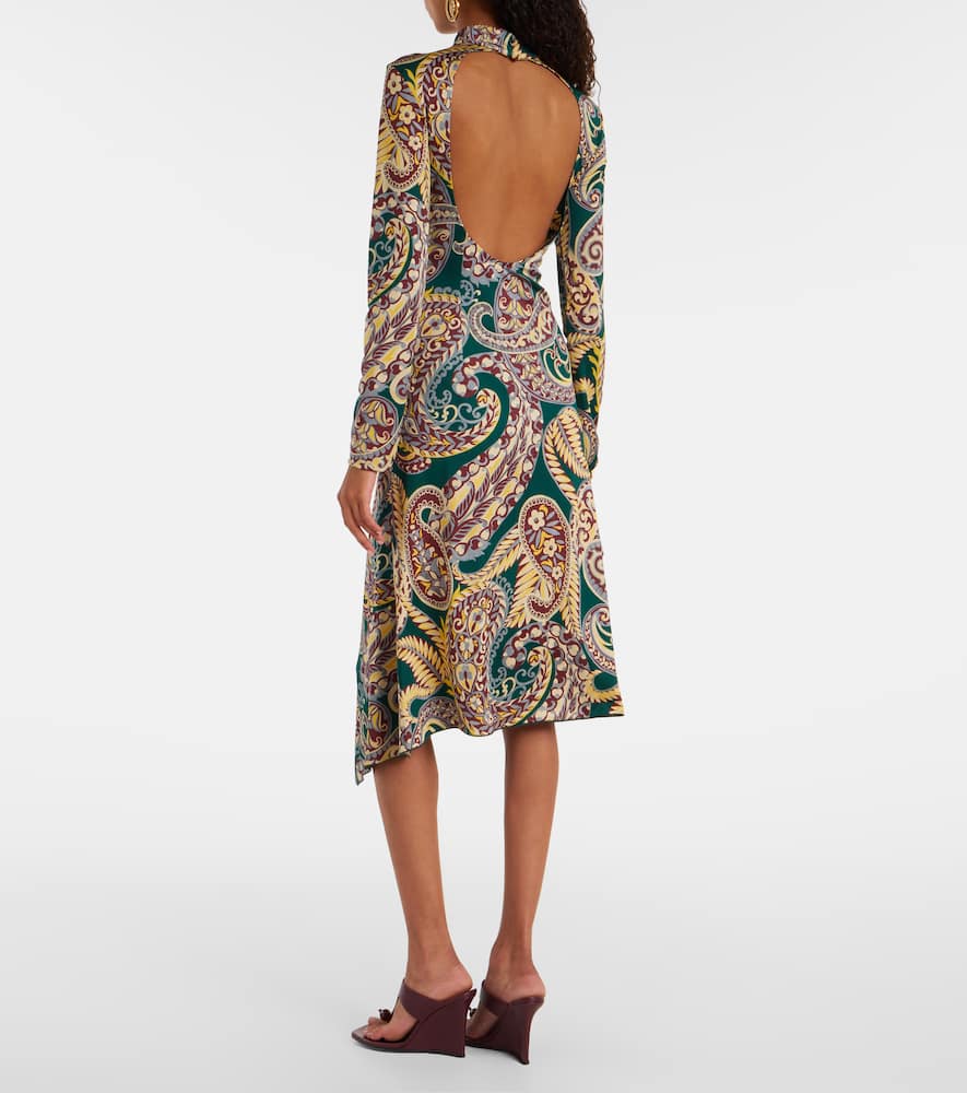 Paisley asymmetric midi dress