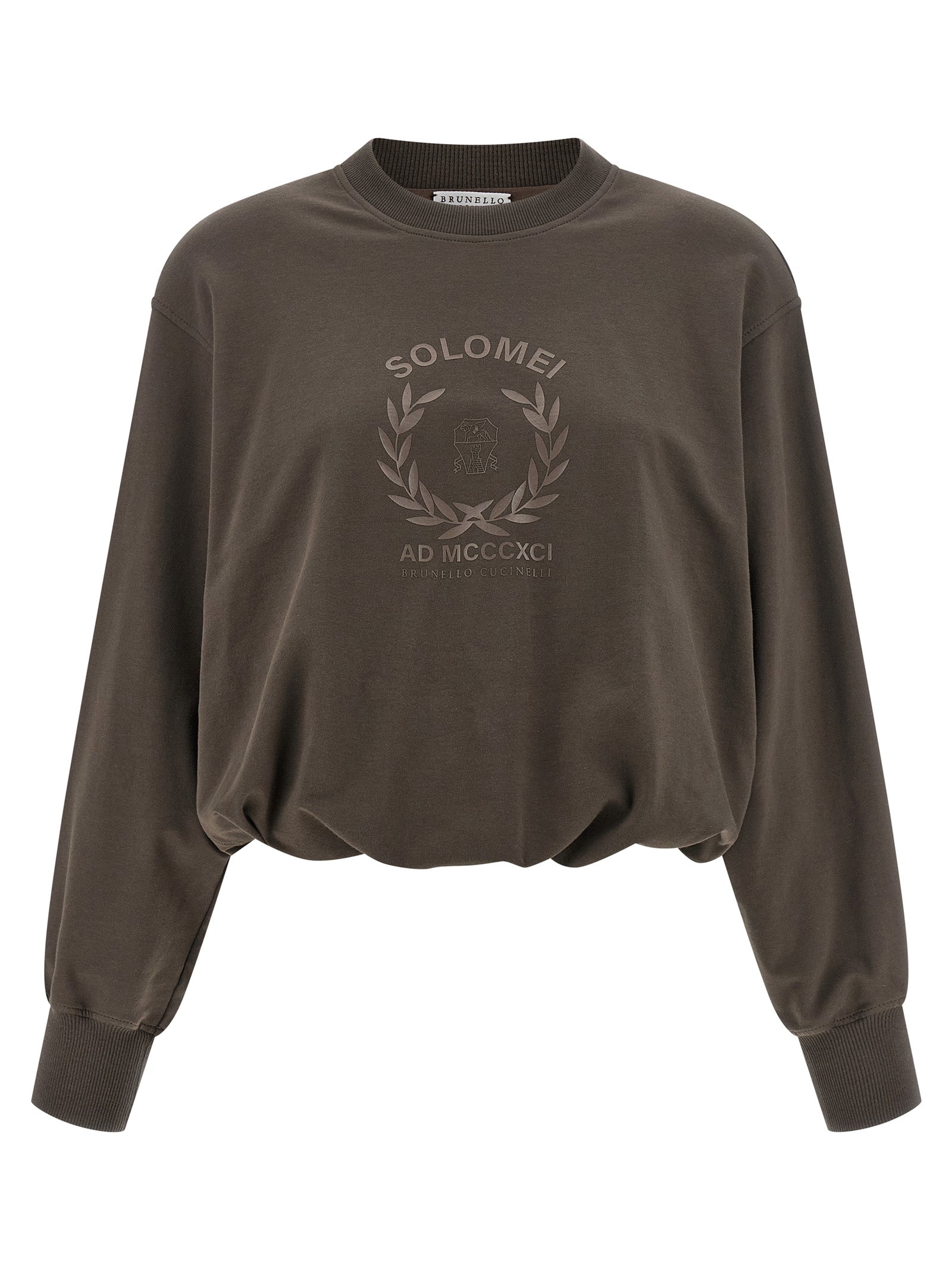 Logo-Embroidered Cotton Sweatshirt — Brown