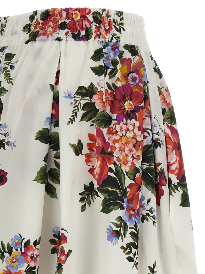 Dolce&Gabbana - floral pleated skirt elastic waistband drawstring