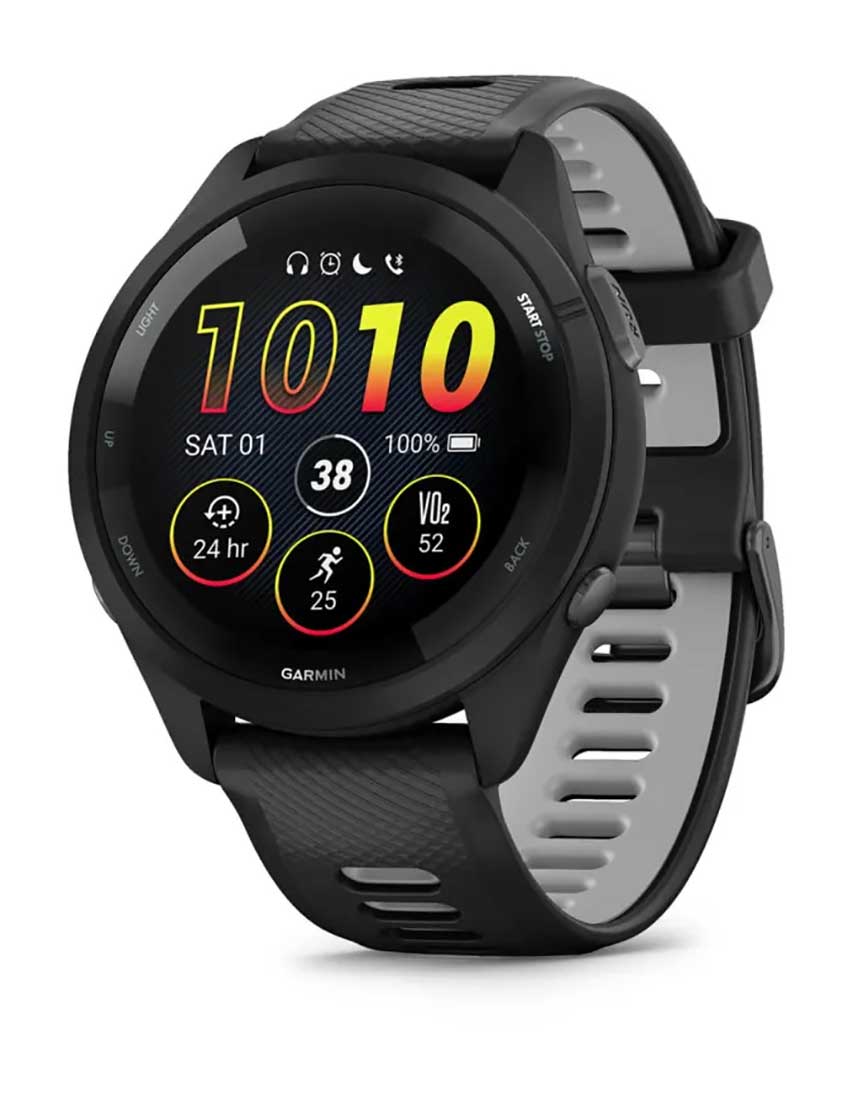 Forerunner 265 Black/Powder Gray Silicone Band Smartwatch, 46mm